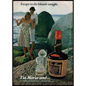 1978 Tia Maria Coffee Liqueur Vintage Print Ad Couple Sundress Ocean Wall Art